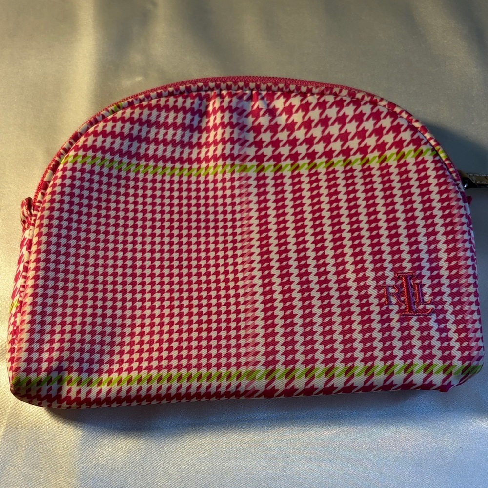 Ralph Lauren, Pink and White Houndstooth Women's toiletries Bag